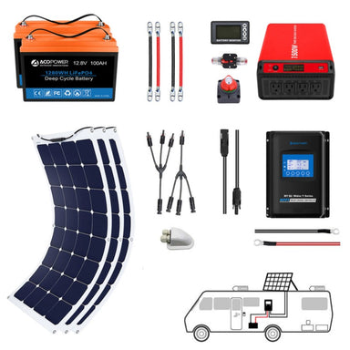 Flexible RV Solar System - Li200Ah 1.5kW - 330W MPPT30A (HYL200AH-F330W)