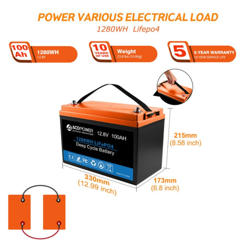 Sungold Power 2 X 12V 200Ah LiFePO4 Deep Cycle Lithium Battery
