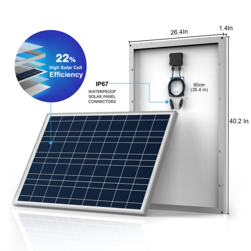 Lithium Battery Poly Solar Power Complete System with Battery and Inverter for RV Boat 12V Off Grid Kit - Li300Ah 1.5kW - 200W MPPT30A (HYL300AH-P200W)