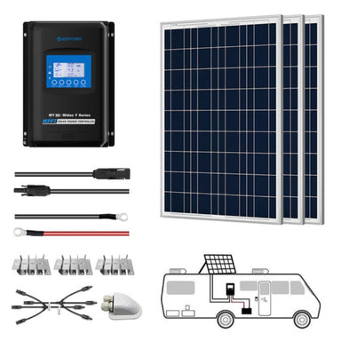 ACOPOWER 300W 12V Poly Solar RV Kits, 30A MPPT Charge Controller