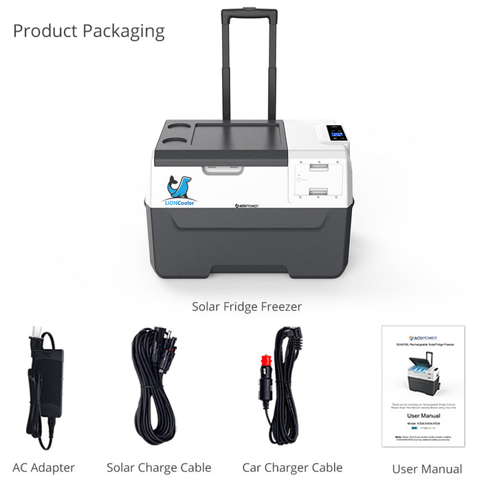 LiONCooler Combo, X30A Portable Solar Fridge/Freezer (32 Quarts) and 90W Solar Panel