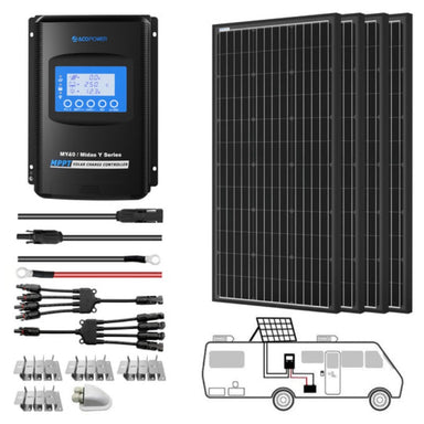ACOPOWER 400W Mono Solar RV Kits, 40A MPPT Charge Controller (4x100W 40A)