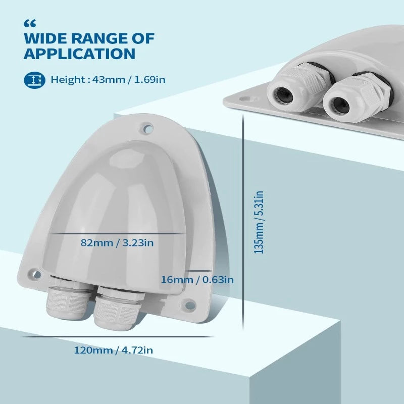 Double Cable Entry Housing Mount Cable Waterproof ABS Gland Box