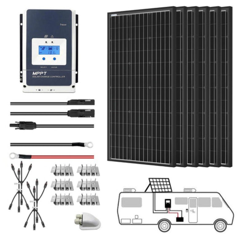 ACOPOWER 600W Mono Solar RV Kits, 50A MPPT Charge Controller (6x100W 50A)