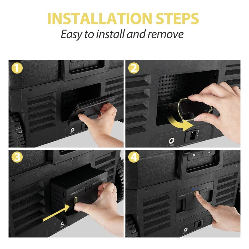 Detachable Battery of Portable Fridge Installation Steps