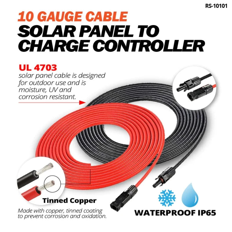 10 Gauge 30 Feet Cable Connect Solar Panel to Charge Controller Details