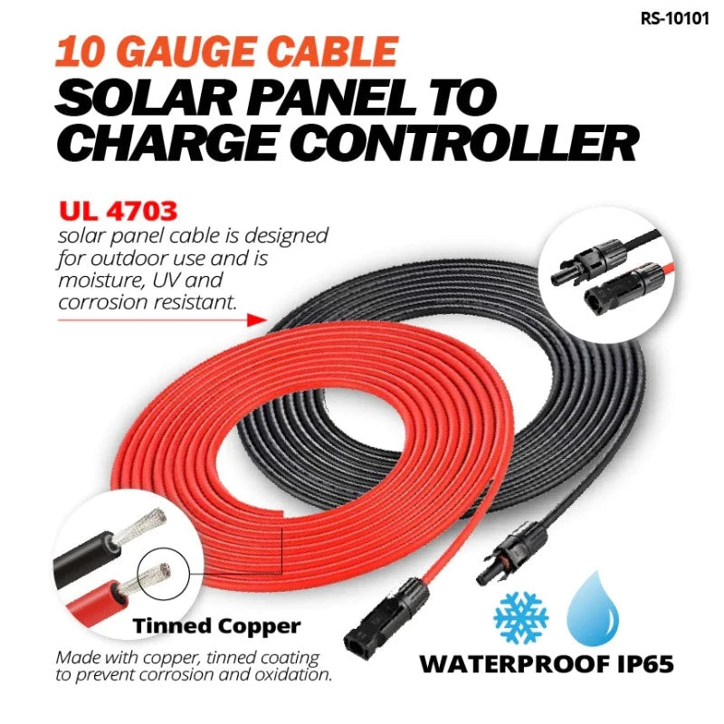 10 Gauge 20 Feet Cable Connect Solar Panel to Charge Controller Details