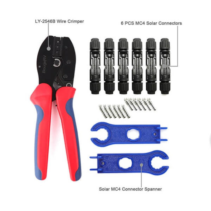 Solar Connectors Crimp Tool Kit for 10/11/12/13 AWG Solar Wire 6 Pairs