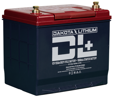 DL+ 12V 135AH DUAL PURPOSE 1000CCA STARTER BATTERY PLUS DEEP CYCLE PERFORMANCE Front View