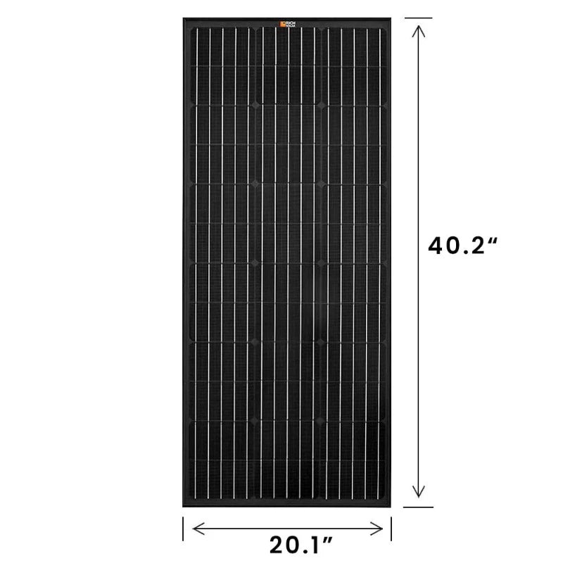 RICH SOLAR MEGA 100 ONYX | 100 Watt 12V Solar Panel Black Edition Size