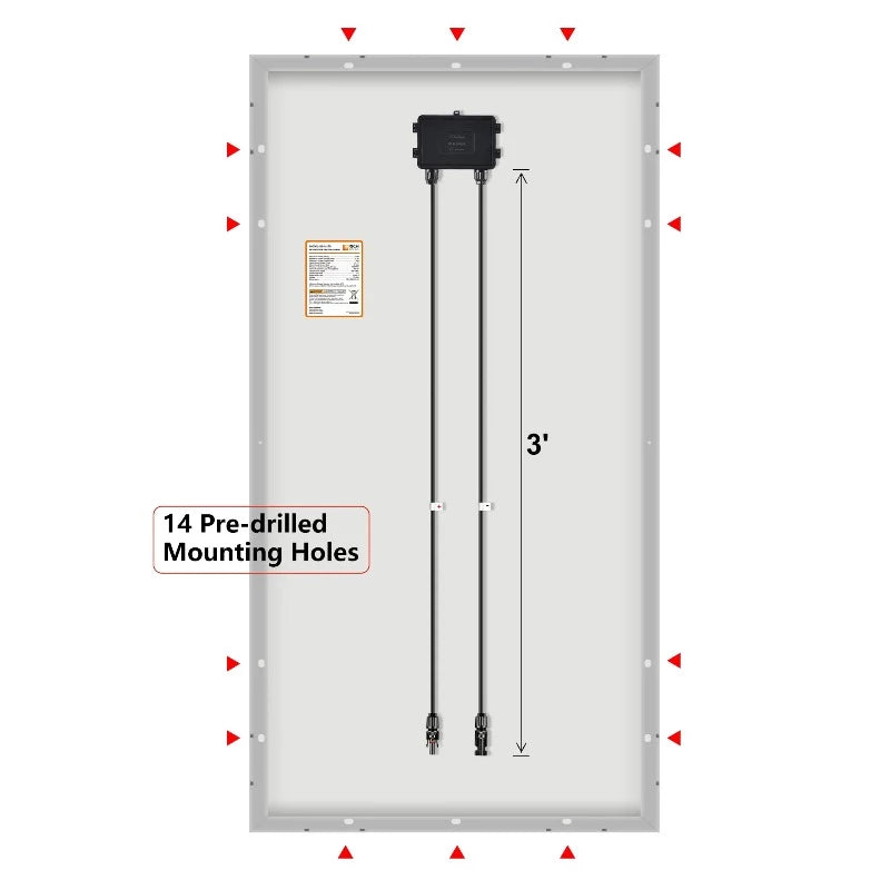 RICH SOLAR MEGA 150 Watt Solar Panel Back