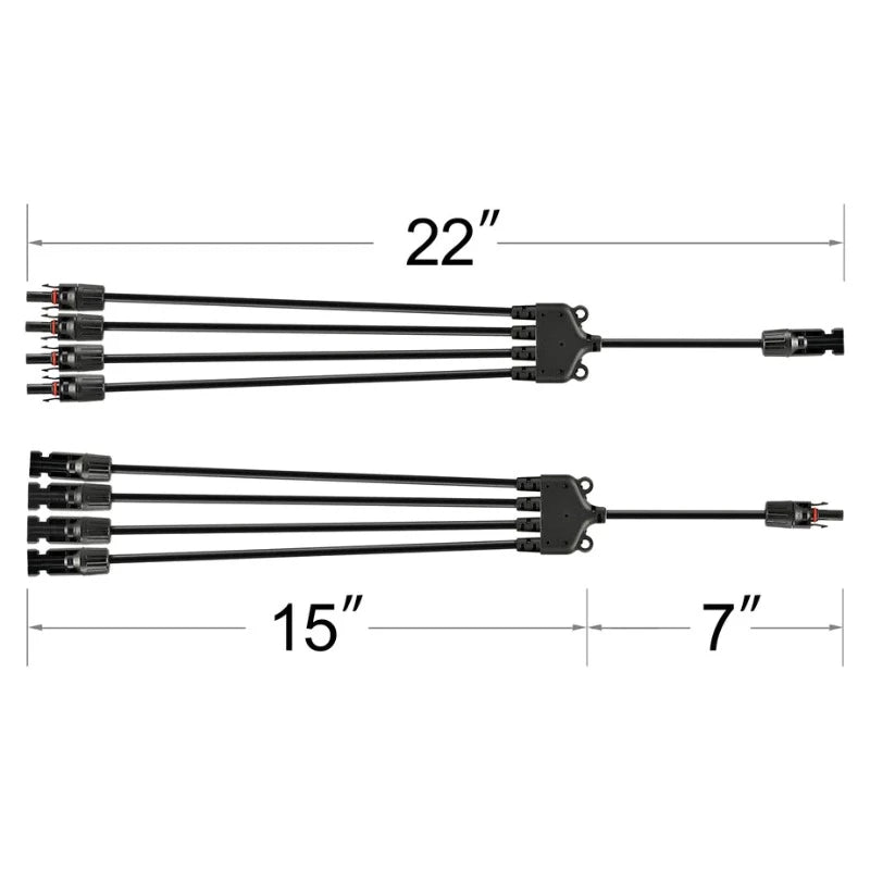 Y Branch Parallel Adapters 4 to 1 Size