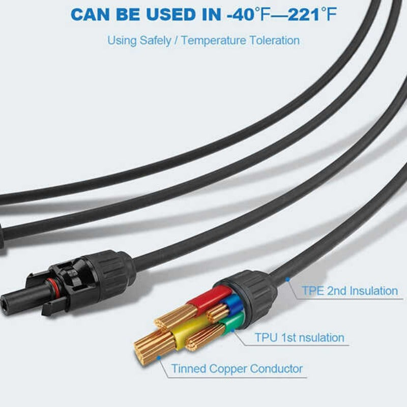 Y Branch Parallel Connectors Extra Long 1 to 4 Solar Cable Durable