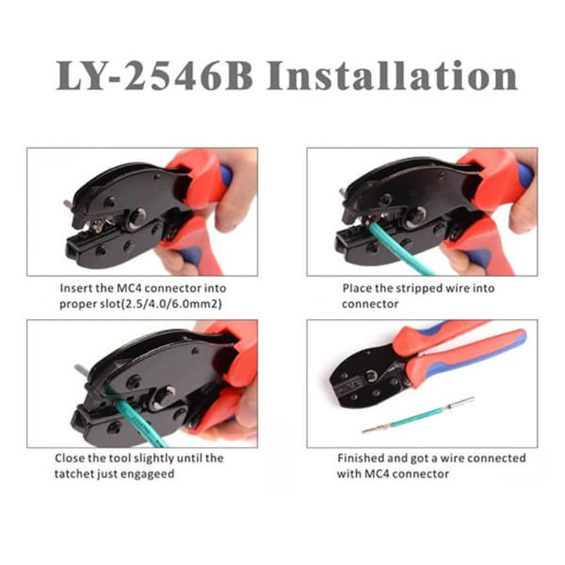 Solar Connectors Crimp Tool Kit for 10/11/12/13 AWG Solar Wire 6 Pairs