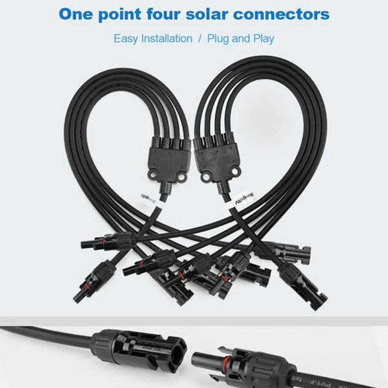 Y Branch Parallel Connectors Extra Long 1 to 4 Solar Cable Connectors