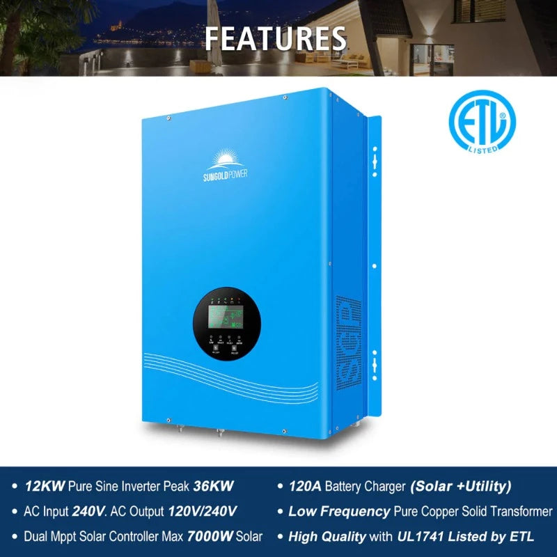 Sungold Power 12KW HYBRID SOLAR INVERTER UL1741 STANDARD Features