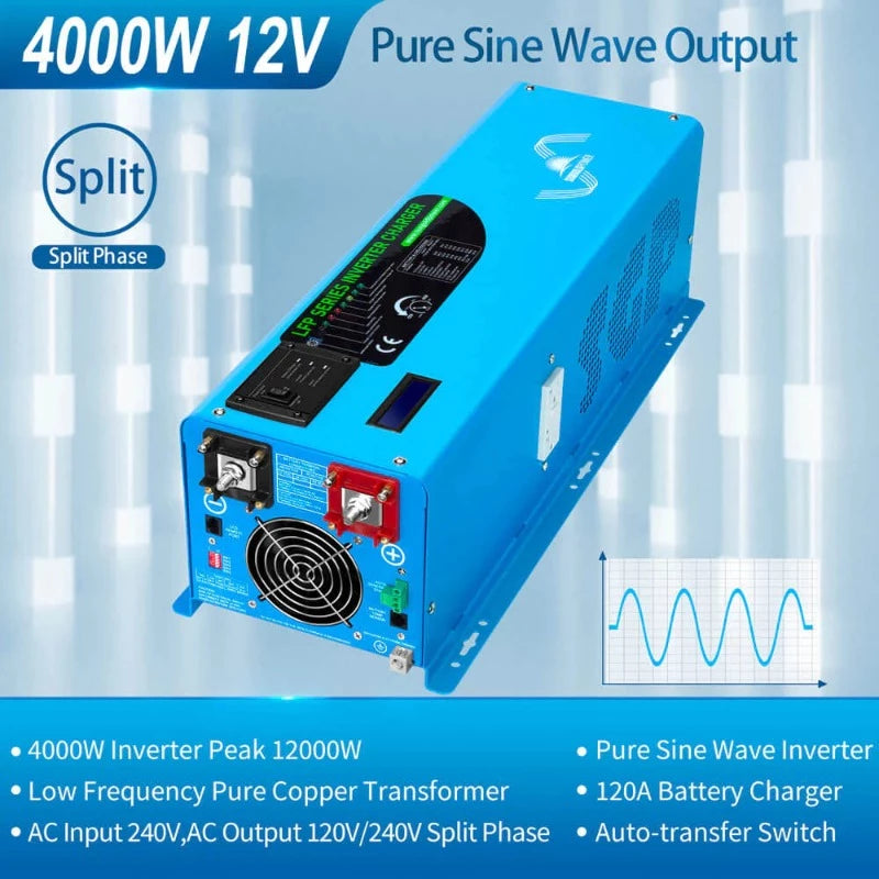 Sungold Power 4000W DC 12V SPLIT PHASE PURE SINE WAVE INVERTER WITH CHARGER Output