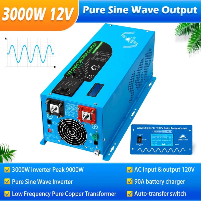 Sungold Power 3000W DC 12V PURE SINE WAVE INVERTER WITH CHARGER PSW