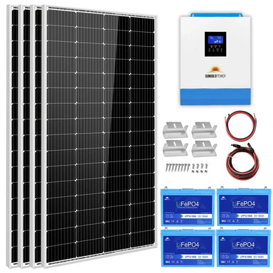 Sungold Power SOLAR KIT 3000W 24V INVERTER 120V OUTPUT LITHIUM BATTERY 800 WATT SOLAR PANEL SGKT-3PRO All