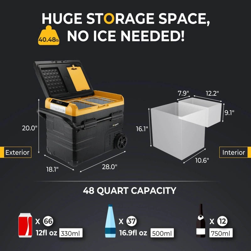 Bouge RV CR45 48 Quart (45L) Portable Refrigerator Freezer Capacity