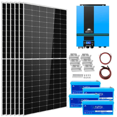Sungold Power COMPLETE OFF GRID SOLAR KIT 6500W 48V 120V OUTPUT 10.24KWH LITHIUM BATTERY 2700 WATT SOLAR PANEL SGK-65PRO All