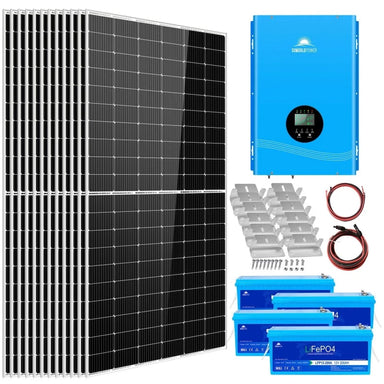 Sungold Power COMPLETE OFF GRID SOLAR KIT 12000W 48V 120V/240V OUTPUT 10.24KWH LITHIUM BATTERY 5400 WATT SOLAR PANEL SGK-12MAX All
