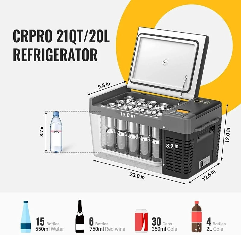 Bouge RV CRPRO20 21 Quart Portable Fridge With 220Wh Power Station in Black Dimensions