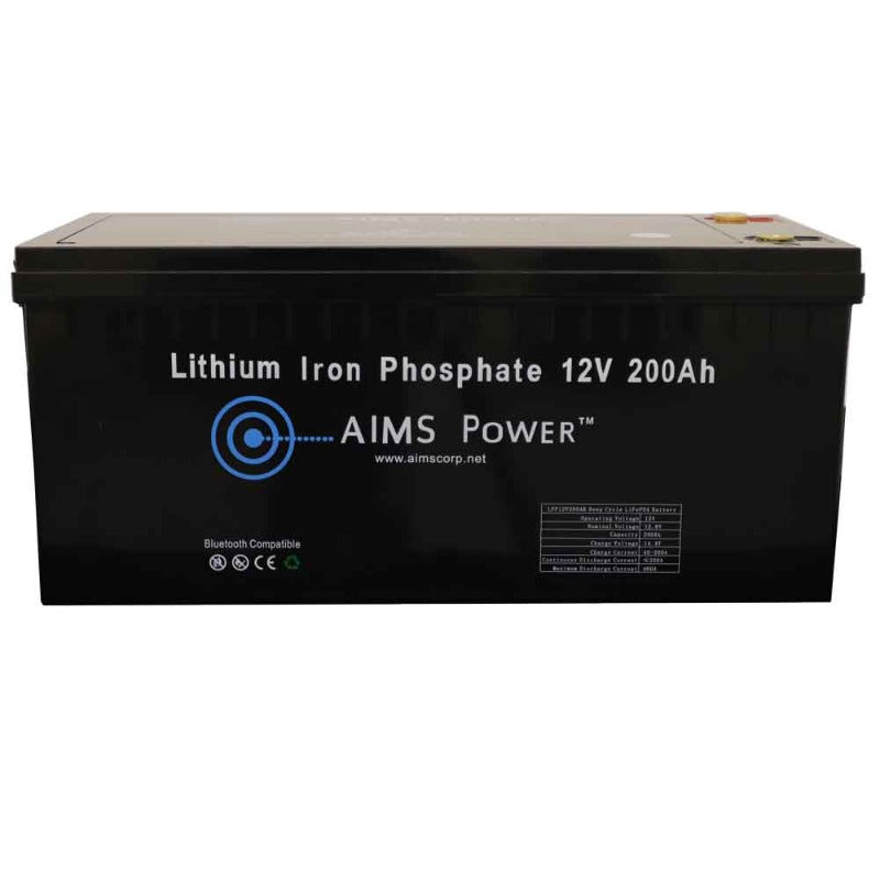 Aimscorp Lithium Battery 12V 200Ah LiFePO4 Lithium Iron Phosphate with Bluetooth Monitoring Front