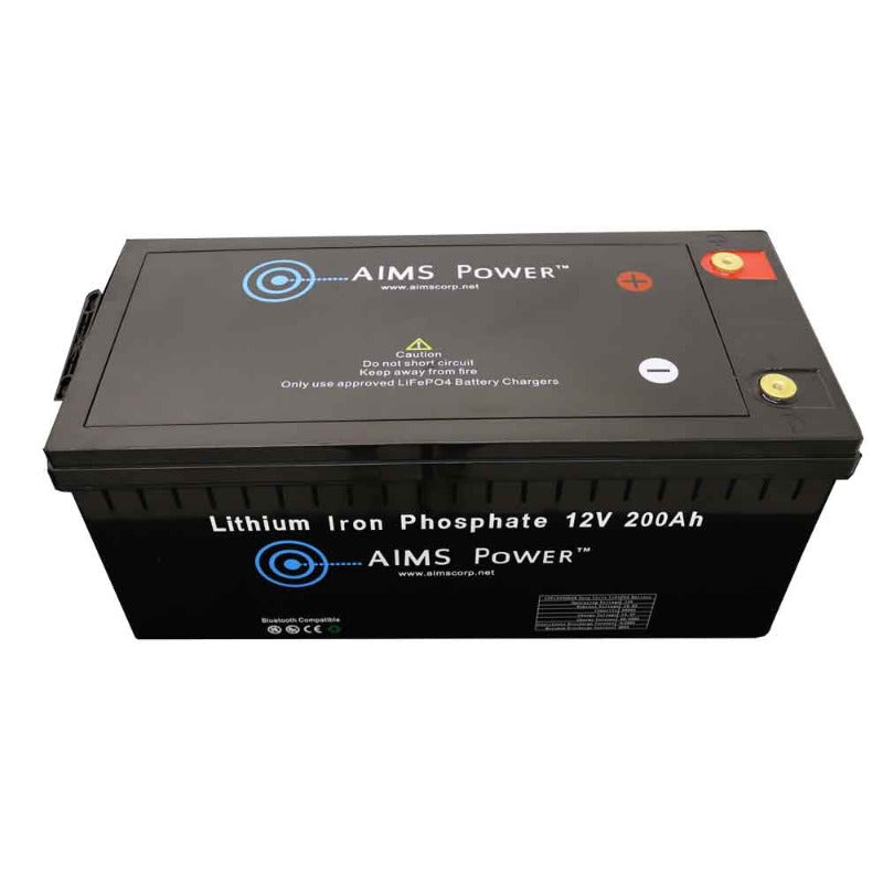 Aimscorp Lithium Battery 12V 200Ah LiFePO4 Lithium Iron Phosphate with Bluetooth Monitoring Top