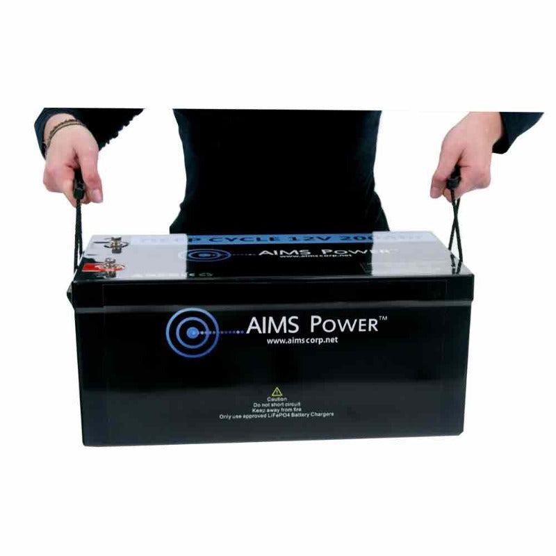 Aimscorp Lithium Battery 12V 200Ah LiFePO4 Lithium Iron Phosphate with Bluetooth Monitoring Hands