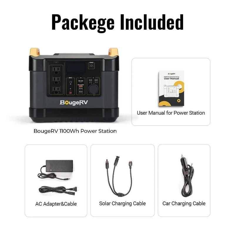 Bouge RV 1100Wh Portable Power Station Package