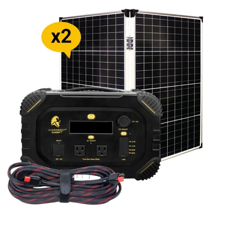 Lion Energy Summit - Bluetooth Portable Generator Kit (665Wh LiFePO4, 530W AC) Solar x 2